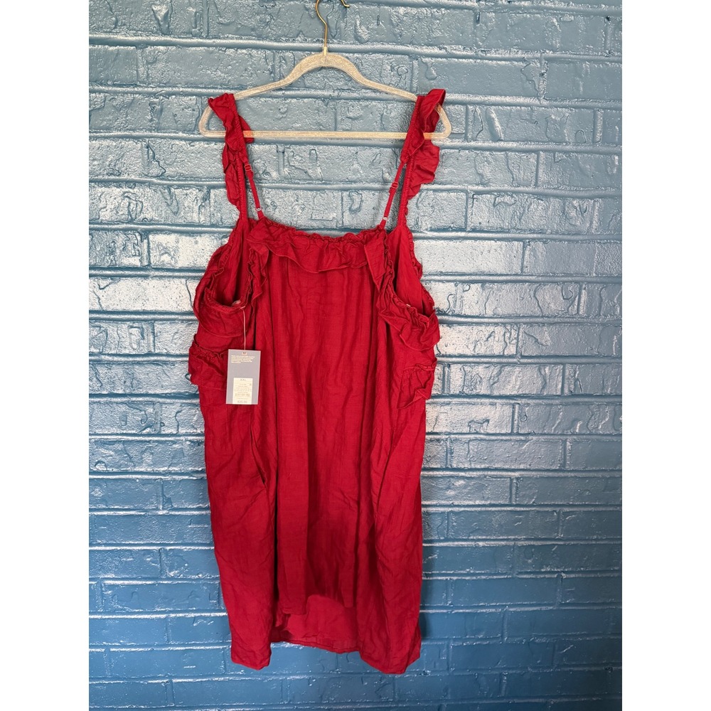 Universal Thread Maroon Red Ruffle Button Front Mini Dress XXL New With Tags - Picture 2 of 5